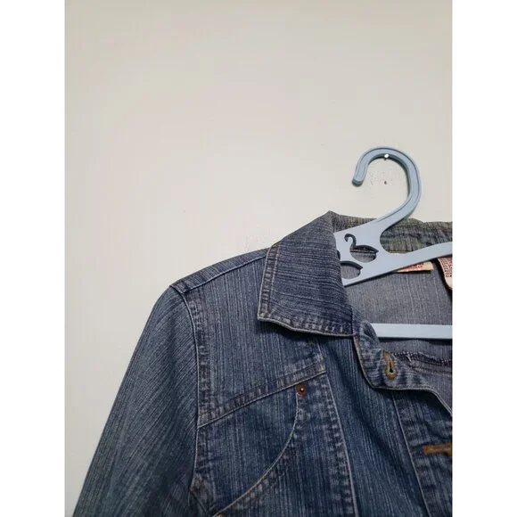 Vtg 90s Bill Blass Womens Petite PS Denim Blazer Jacket Metal Button Front - Picture 4 of 6